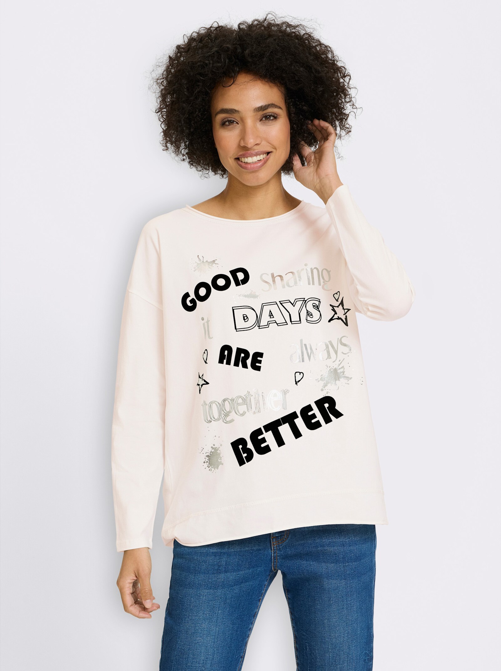 heine Langarmshirt mit silberfarbenen Details - ecru