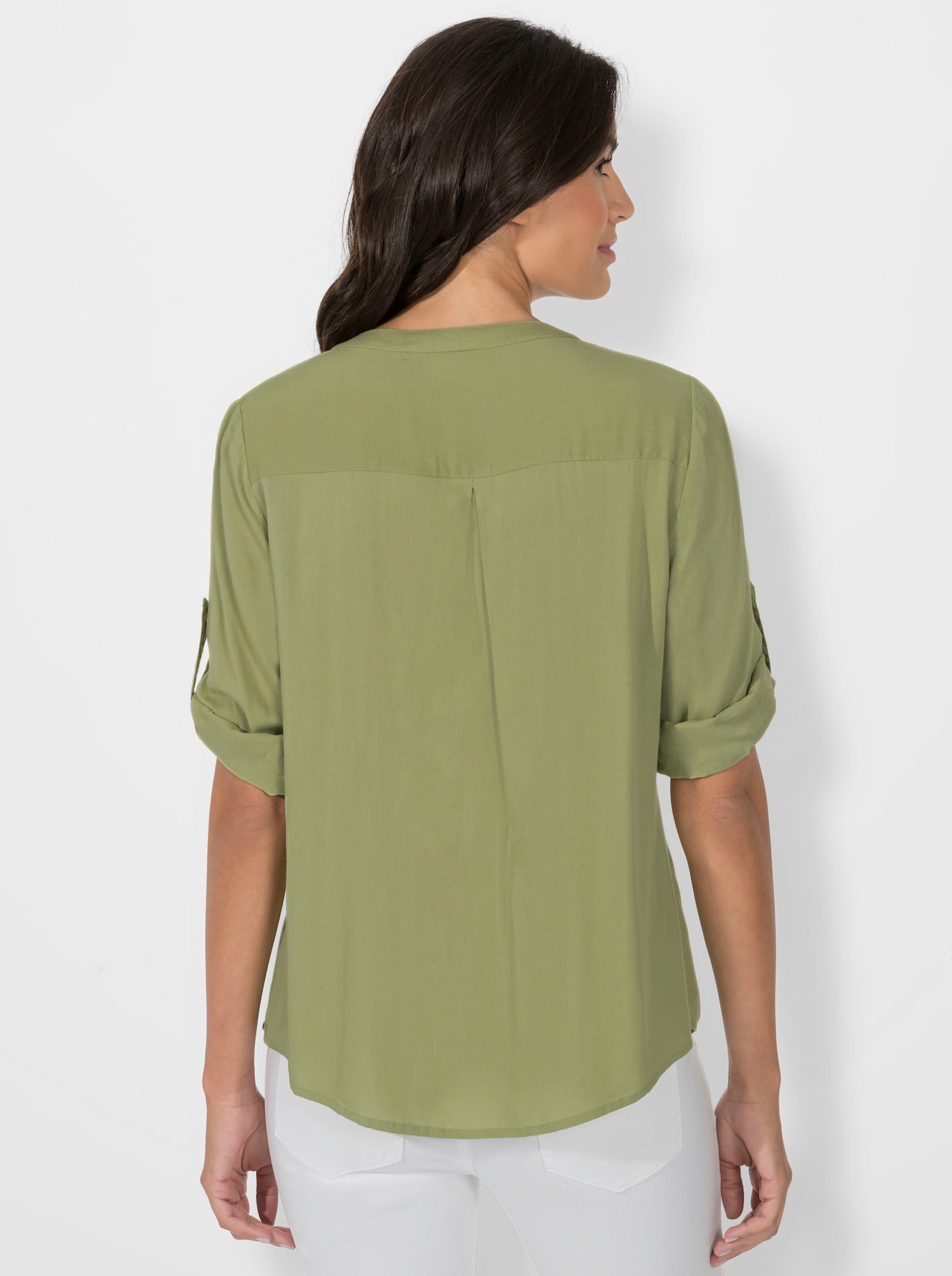 Tunika s kvetinovou výšivkou - trstinová