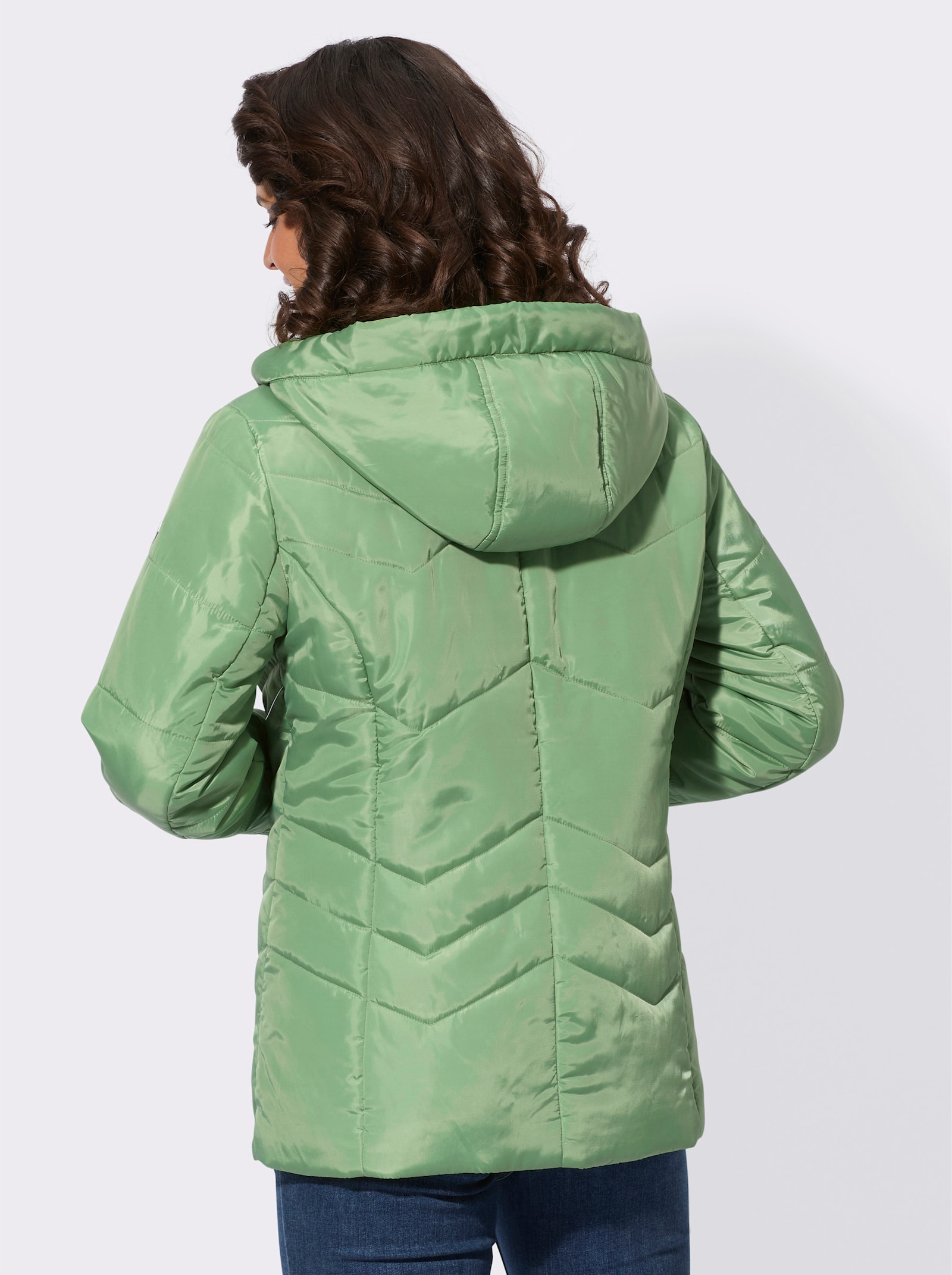 Steppjacke mit Jersey-Bündchen an den Ärmeln - eucalyptus