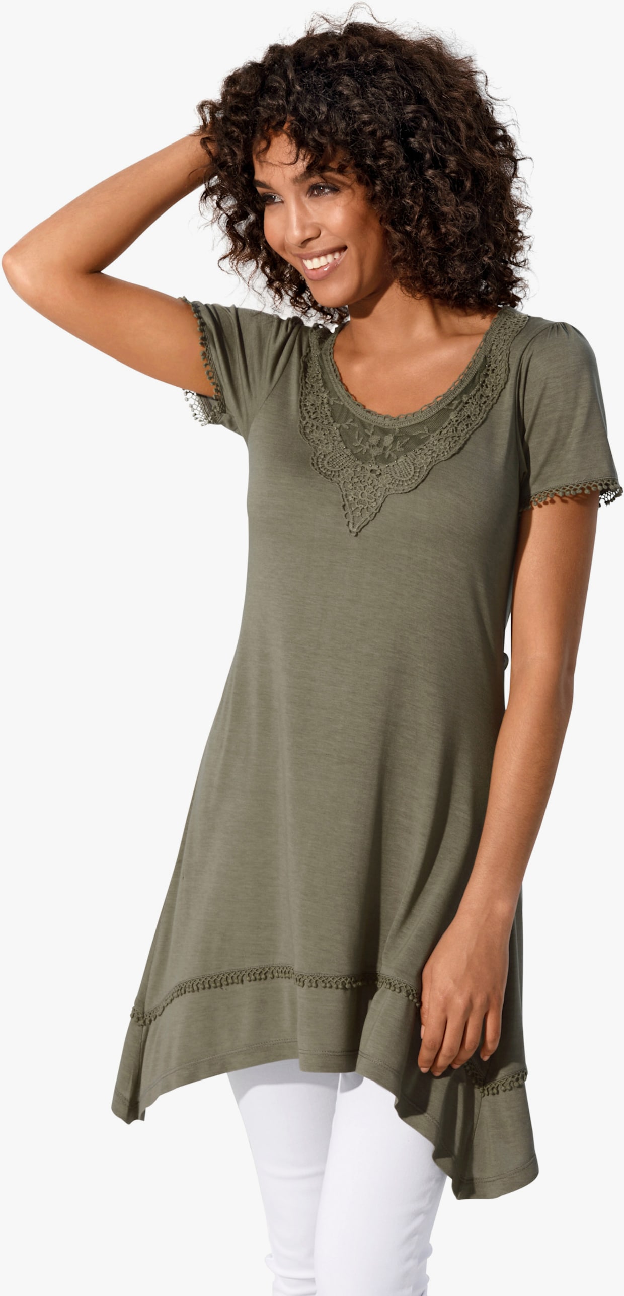 heine T-shirt long - vert olive