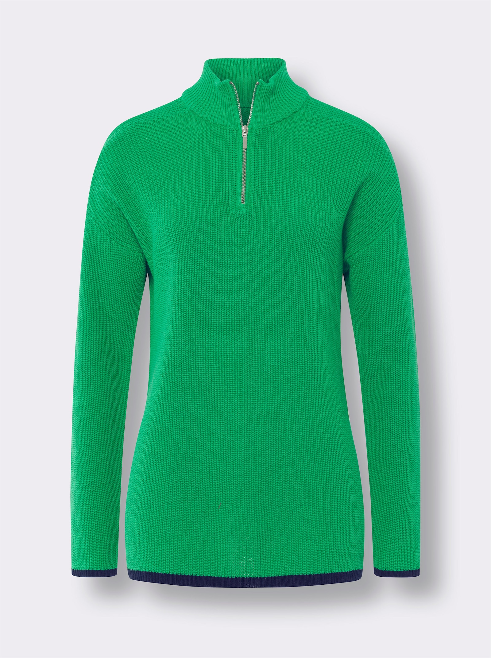 heine Svetr s kontrastními paspulkami - trávová