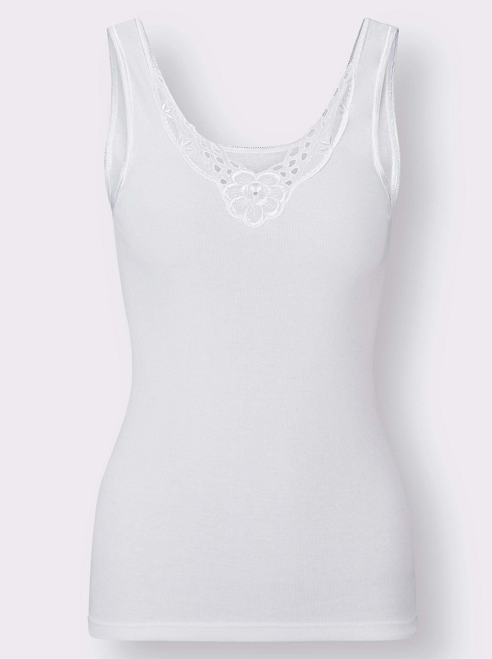 conta Achselhemd mit Batist-Spitzen-Motiv - weiß