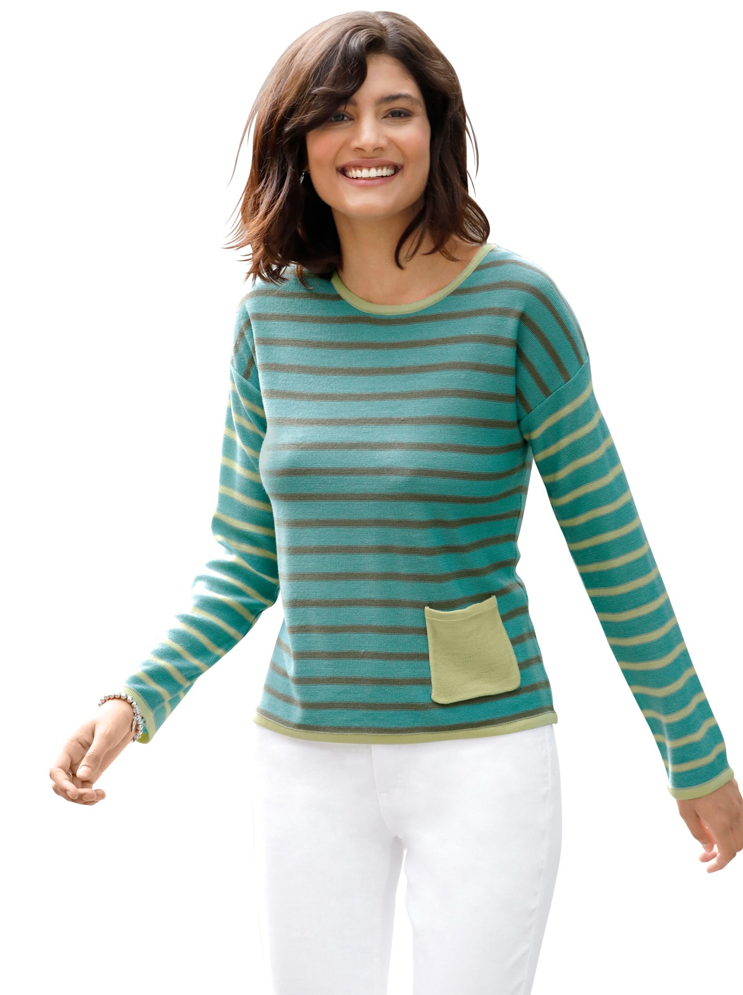 Pullover - pistazie-geringelt