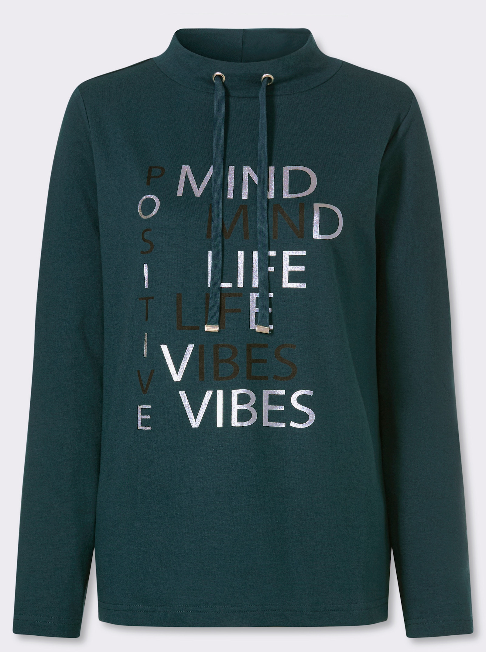 Sweatshirt mit Foliendruck - petrol-schwarz-bedruckt