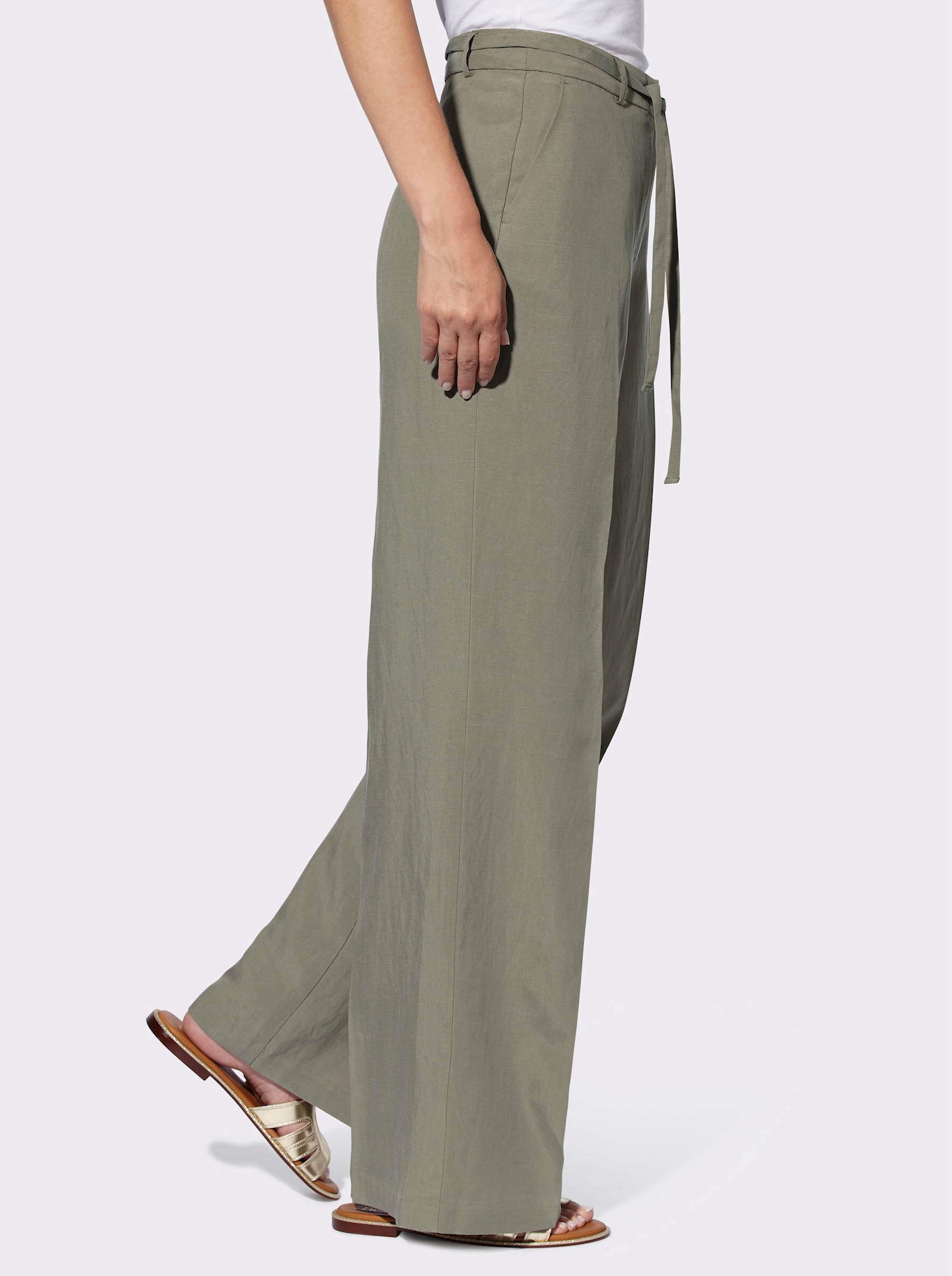 heine Leinenhose im Marlene-Stil - khaki