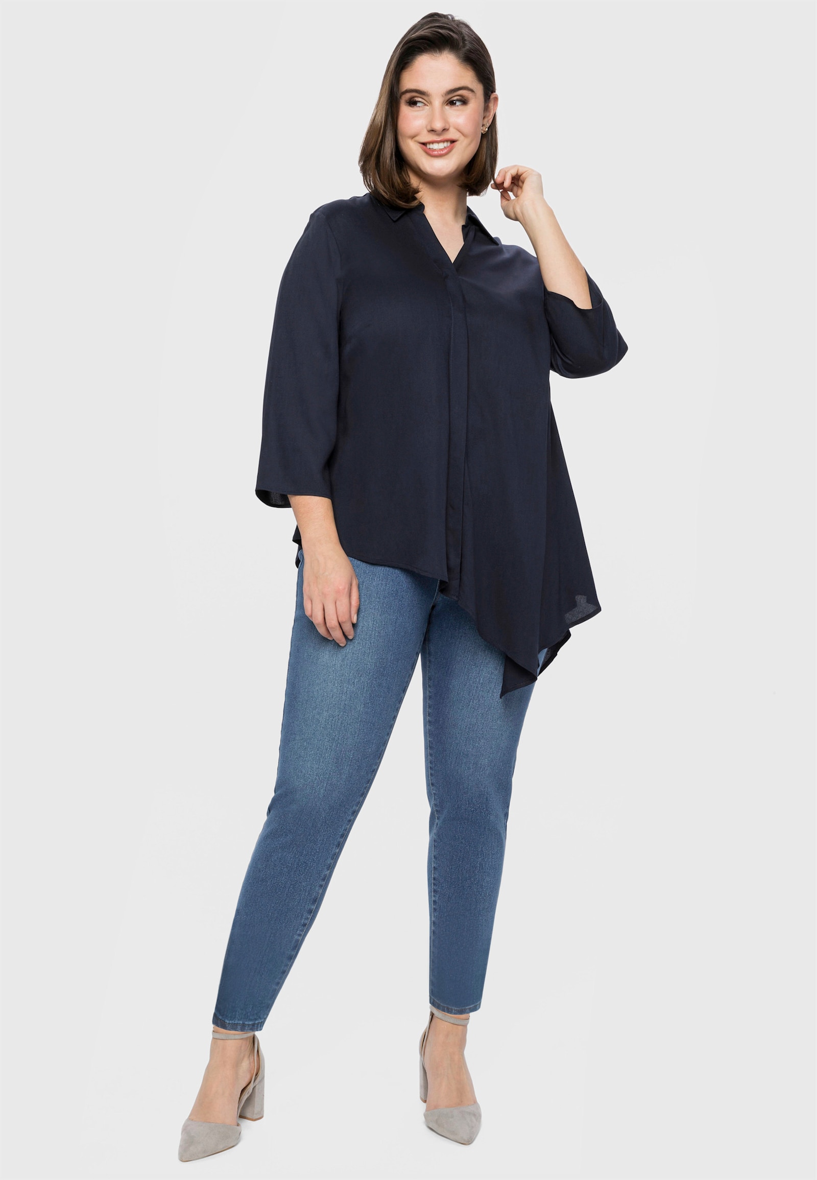 sheego Jeggings mit Gürtelschlaufen - light blue-denim