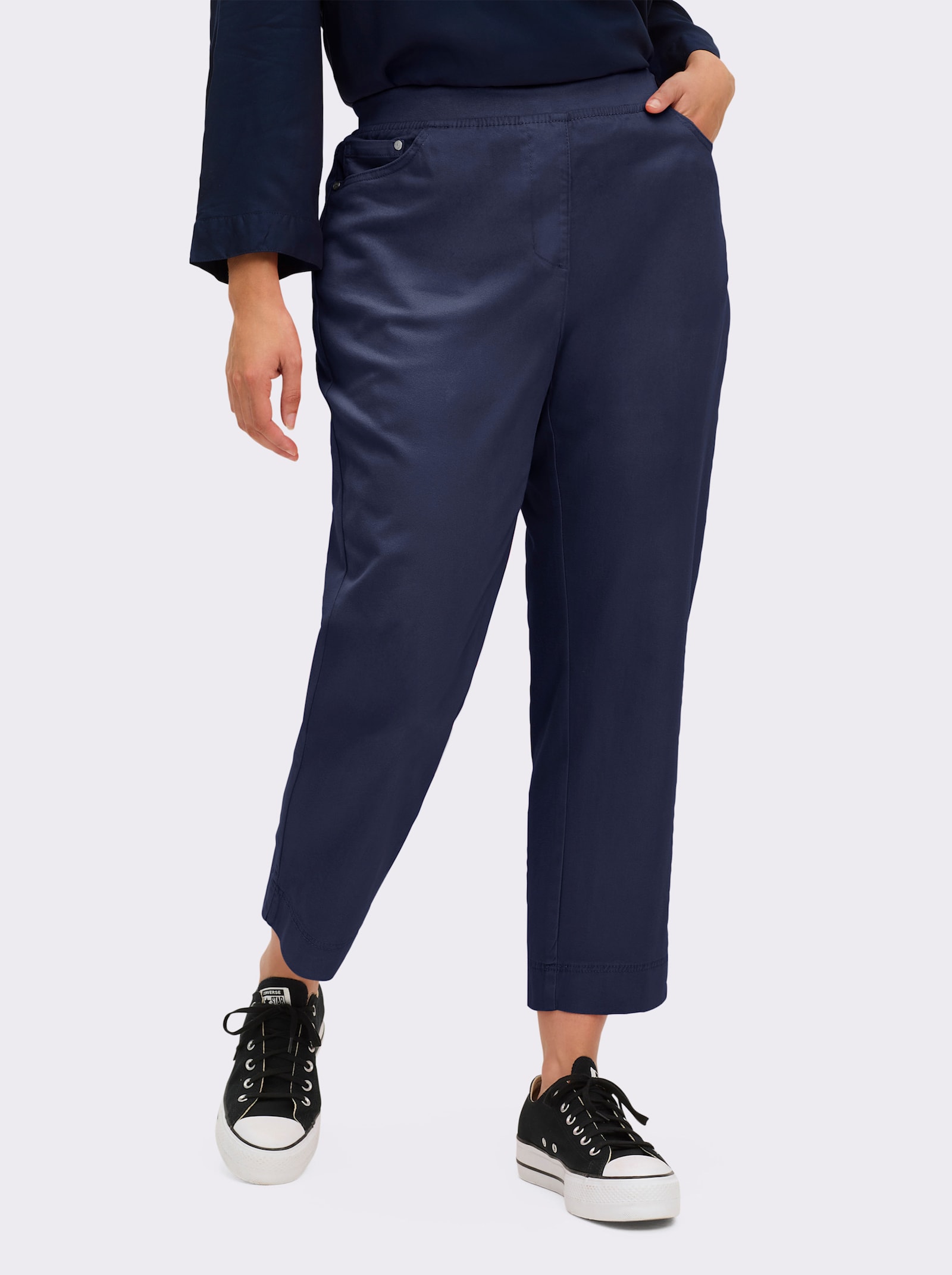 7/8-Jeans mit Jersey-Bund in softer Qualität - marine