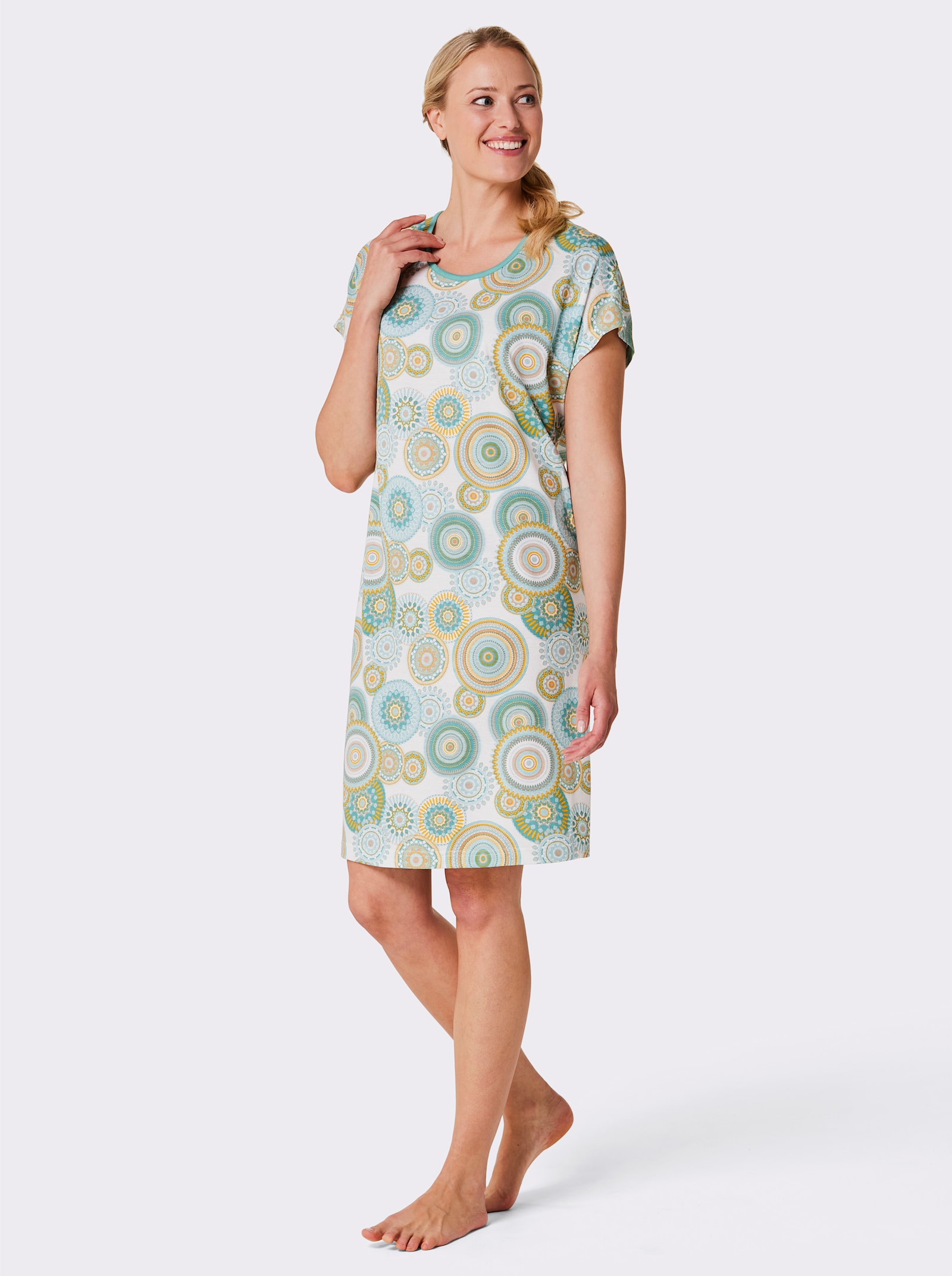 wäschepur Sleepshirts in A-Linie - salbei + ecru-salbei-bedruckt