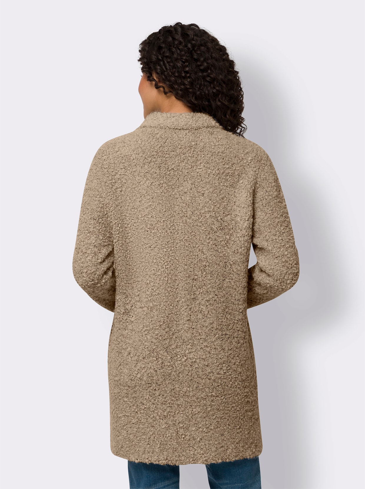 heine Lang gebreid vest - beige gemêleerd