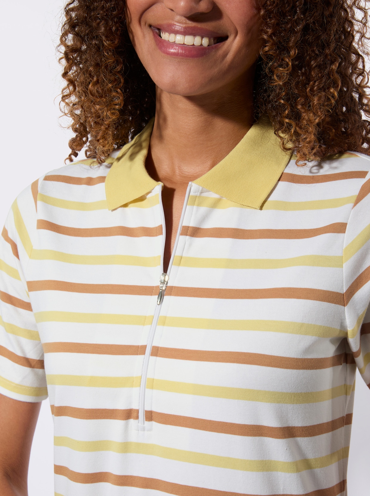 Polokleid - zitrone-camel-geringelt