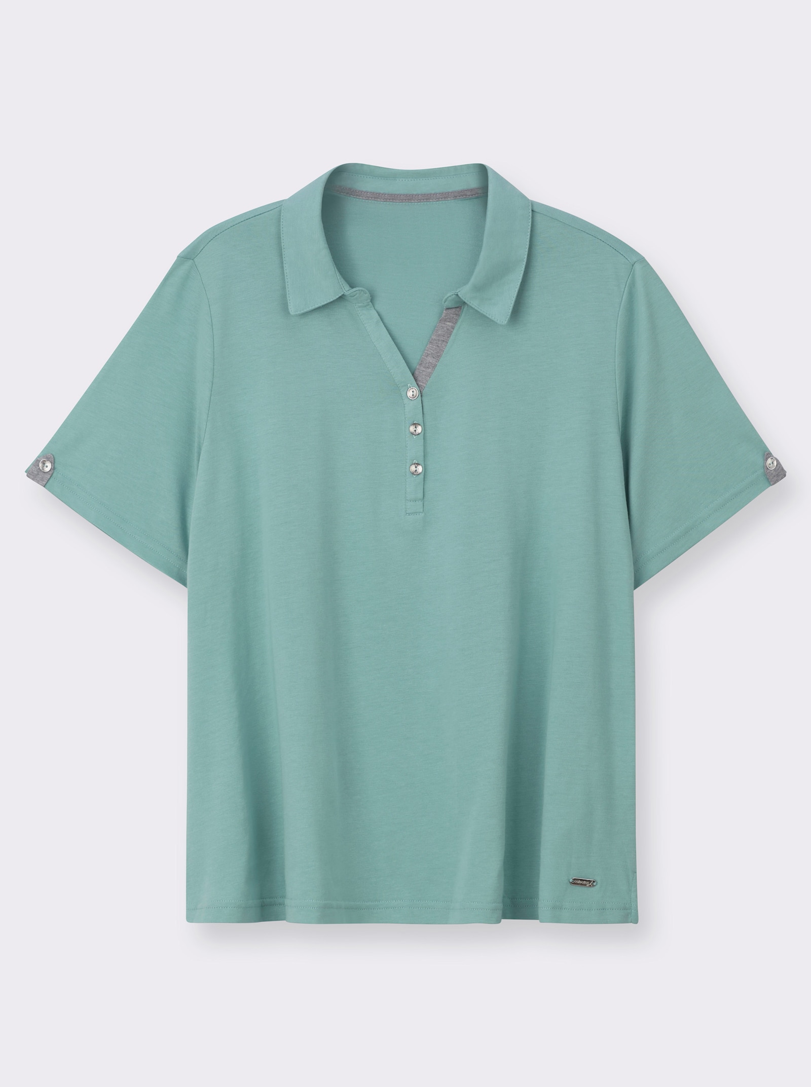 Poloshirt mit Zierriegel - aqua