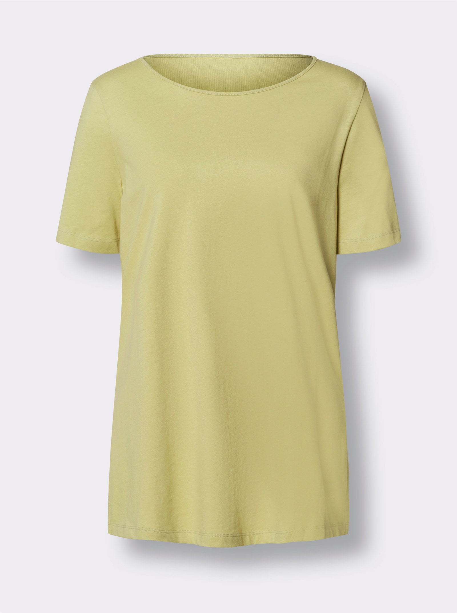 Longshirt mit hohen Seitenschlitzen - lindgrün