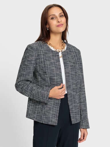 Bouclé-Blazer mit Effektgarn - marine-meliert