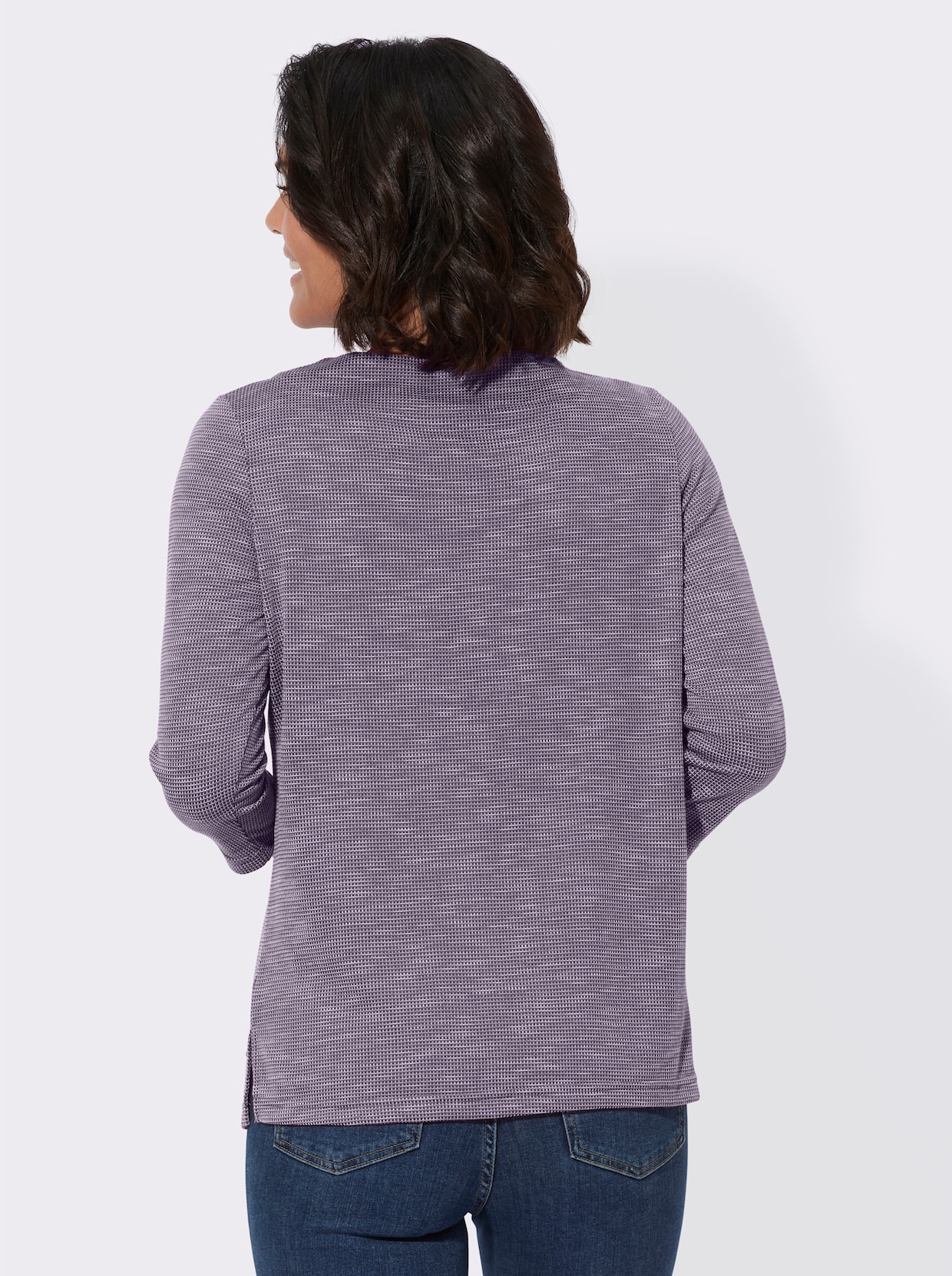 Shirt met 3/4-mouw - vijg/ecru gedessineerd