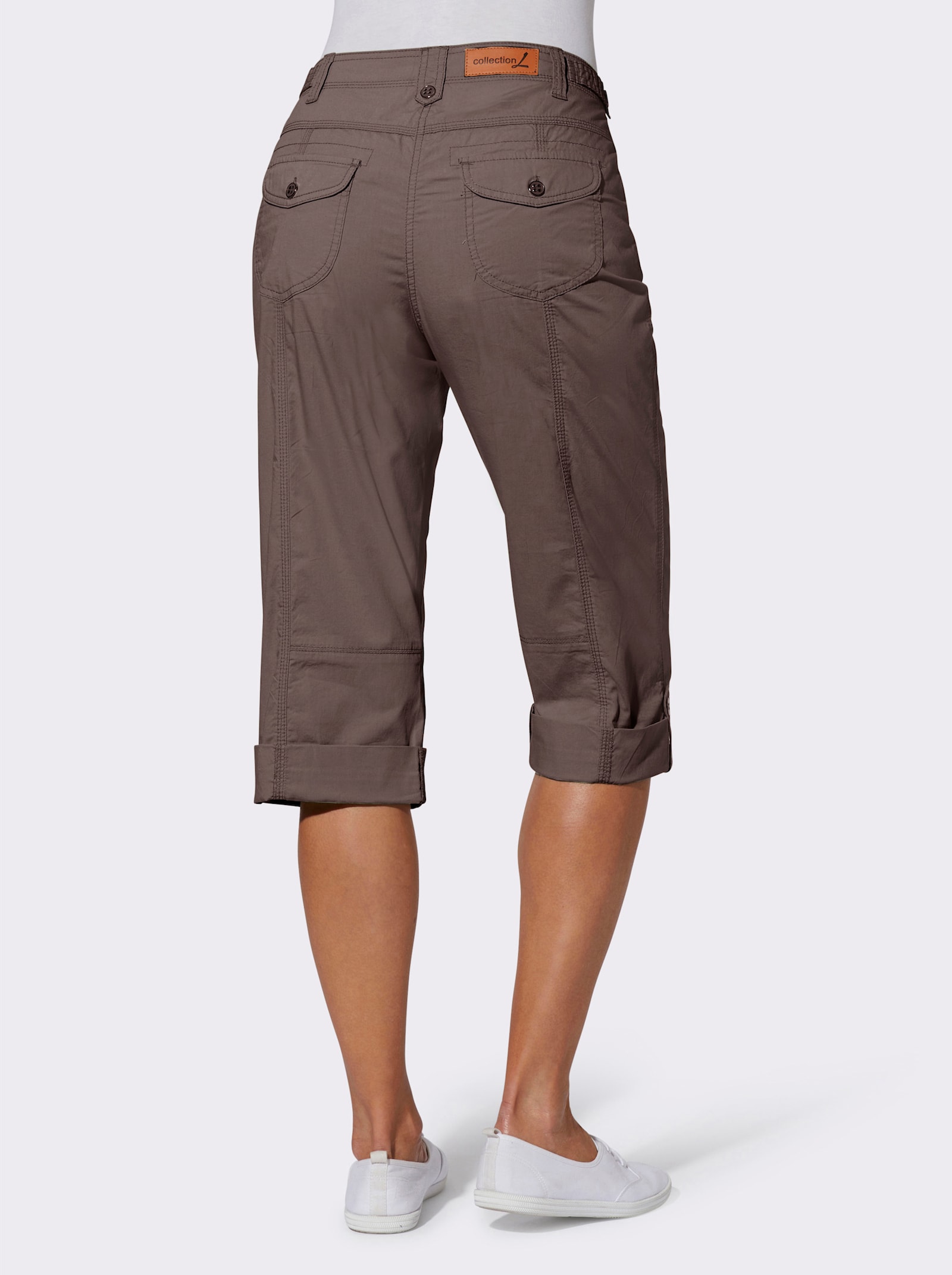 Capribroek met verstelbare band - donkertaupe