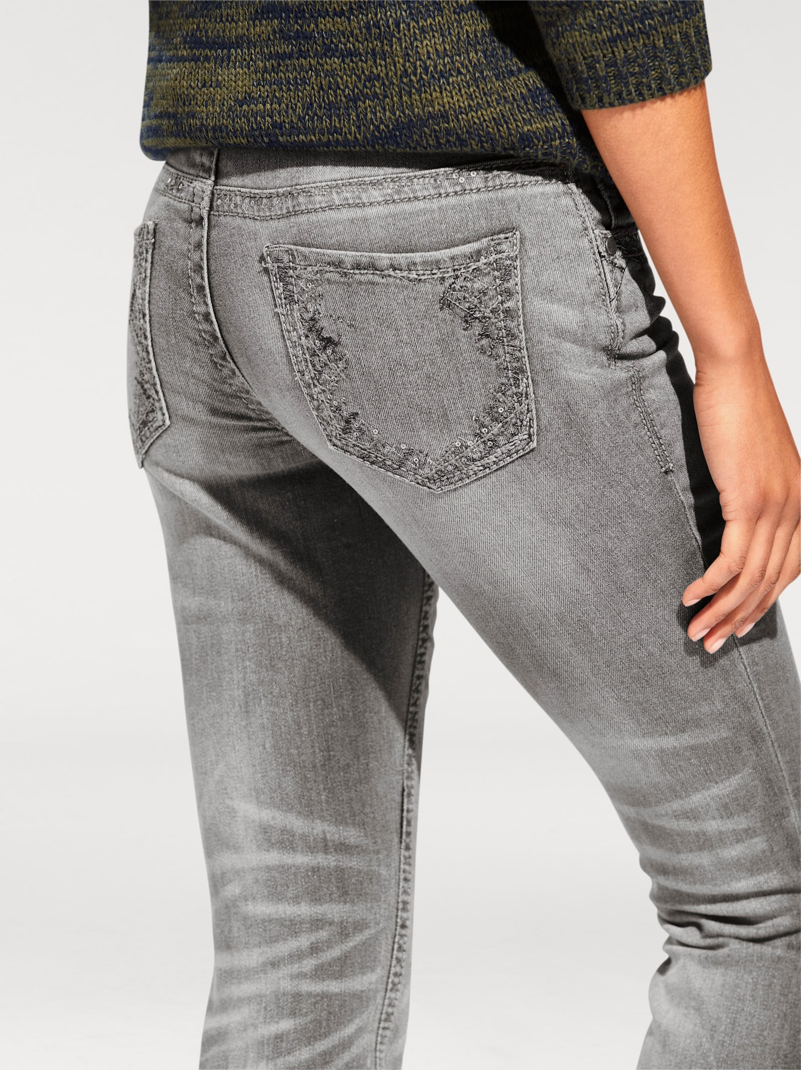 heine Skinny jeans met borduursel - grey denim