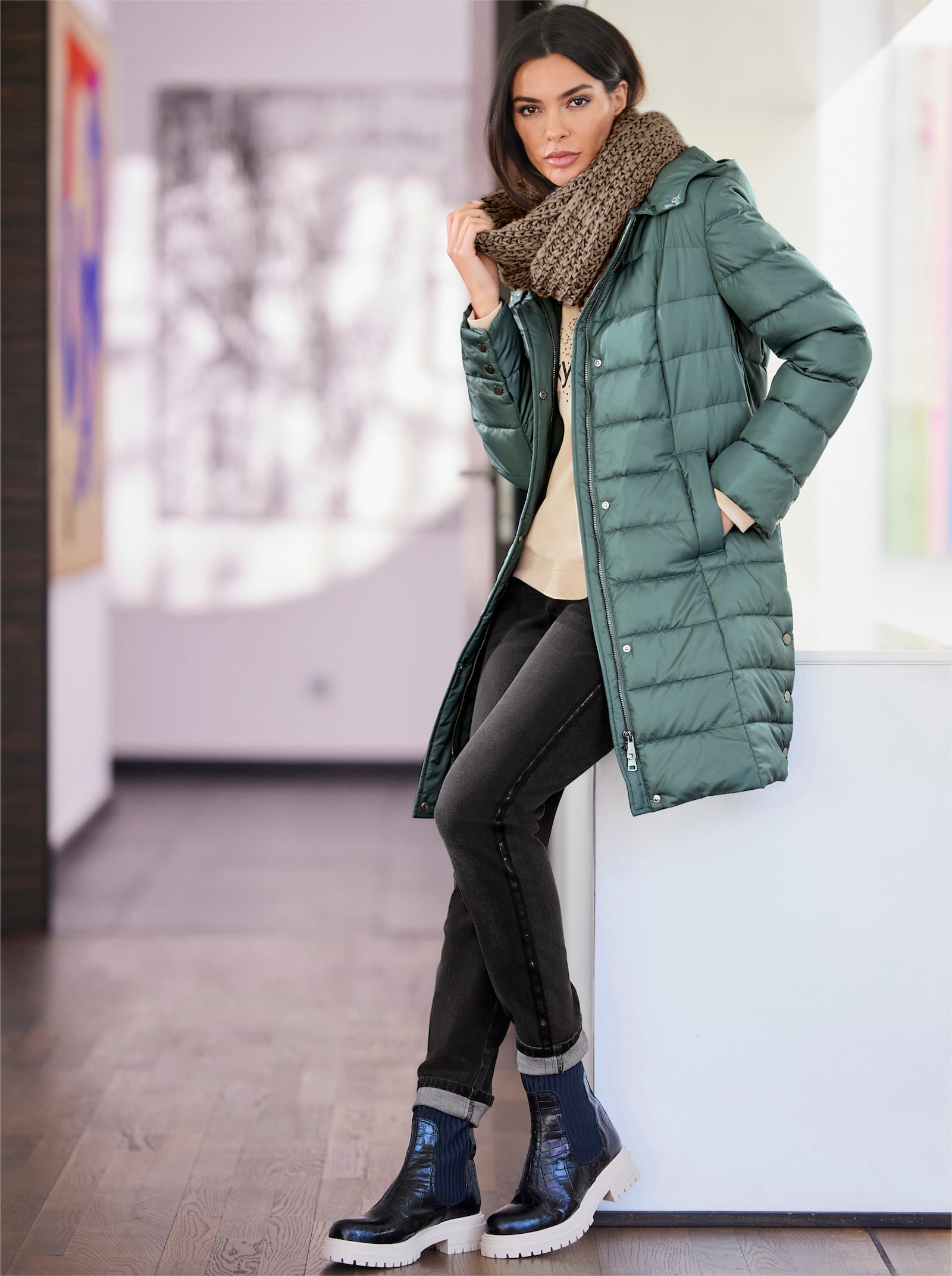 heine Wintermantel mit Wattierung - jade