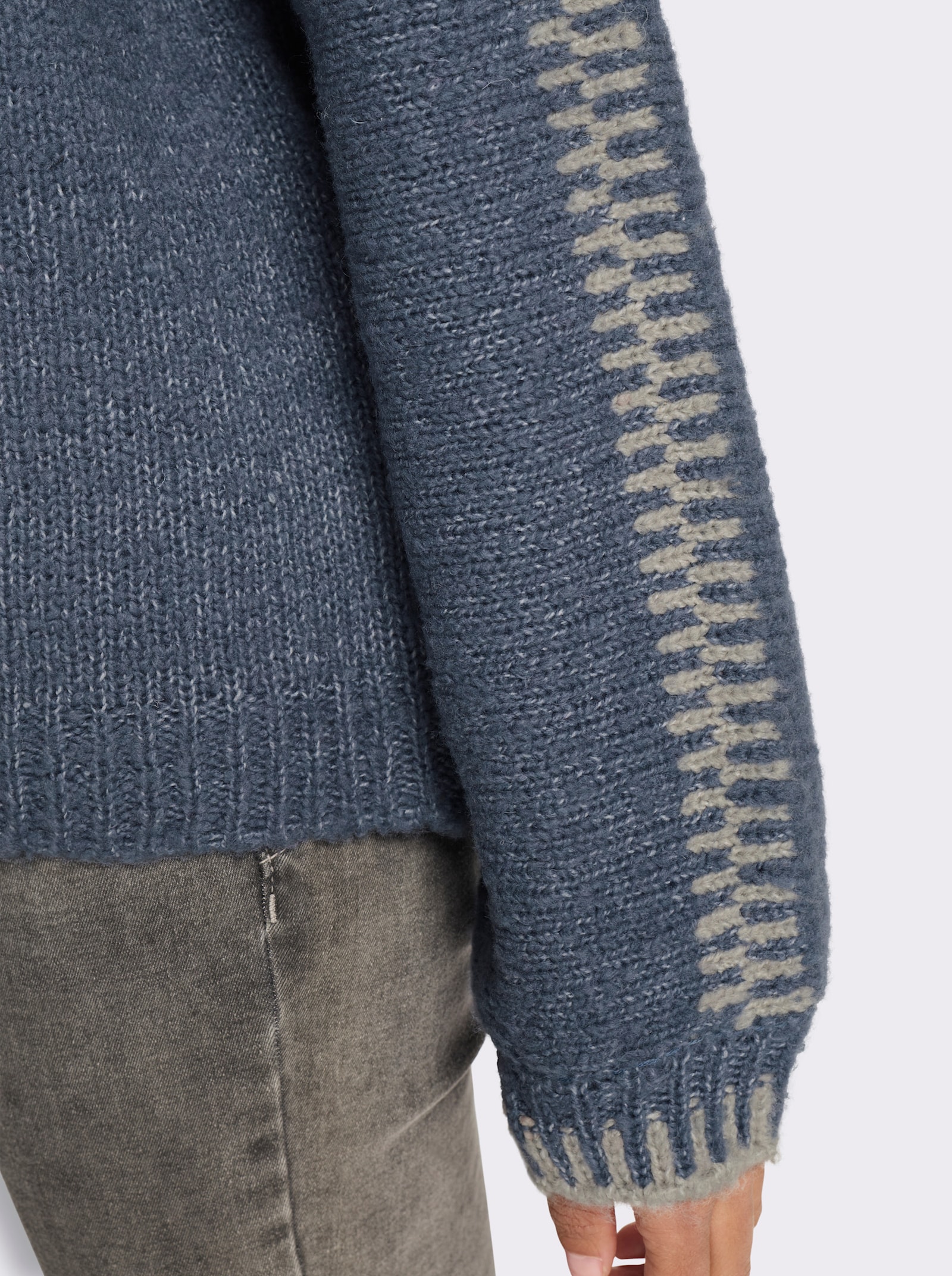 heine Strickpullover mit Kontrast-Details - rauchblau