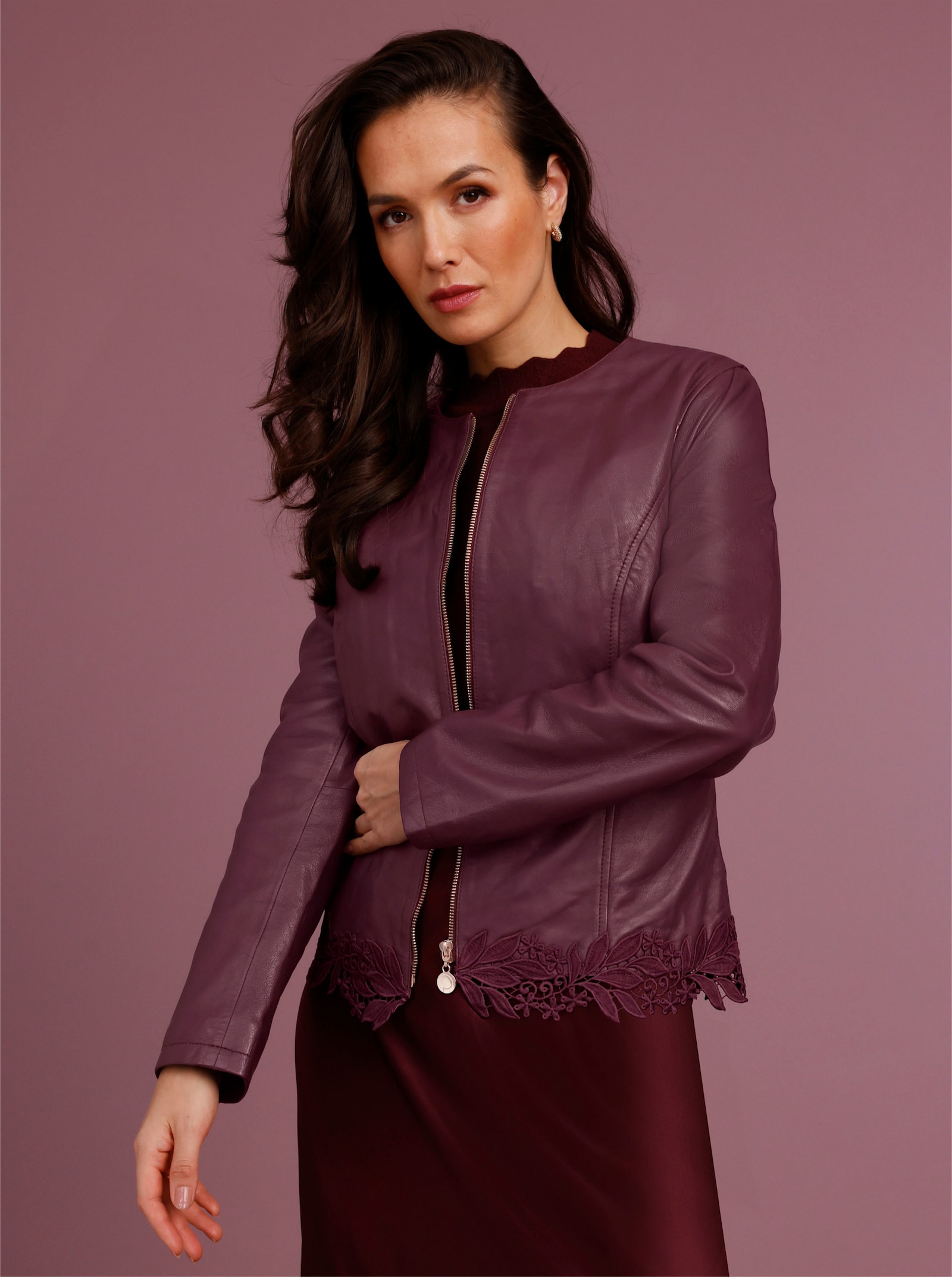 CREATION L PREMIUM Lederblazer - burgund