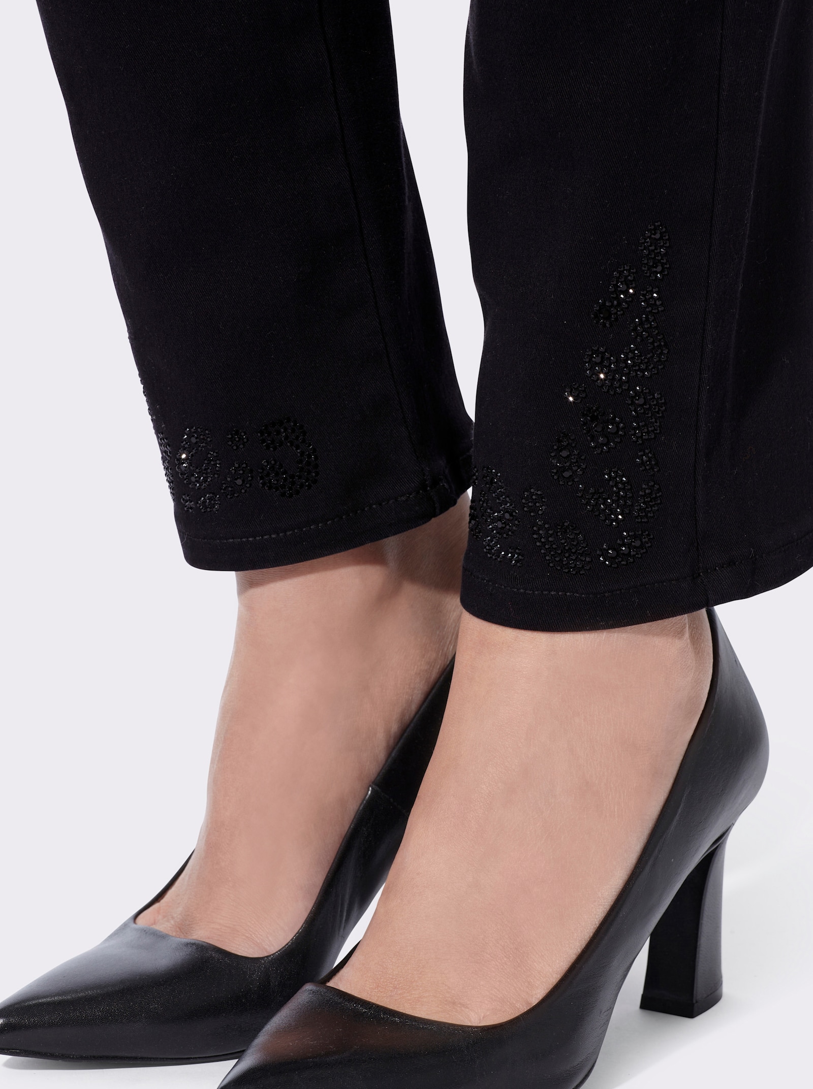 heine 5-Pocket-Hose mit Glitzersteinchen - schwarz