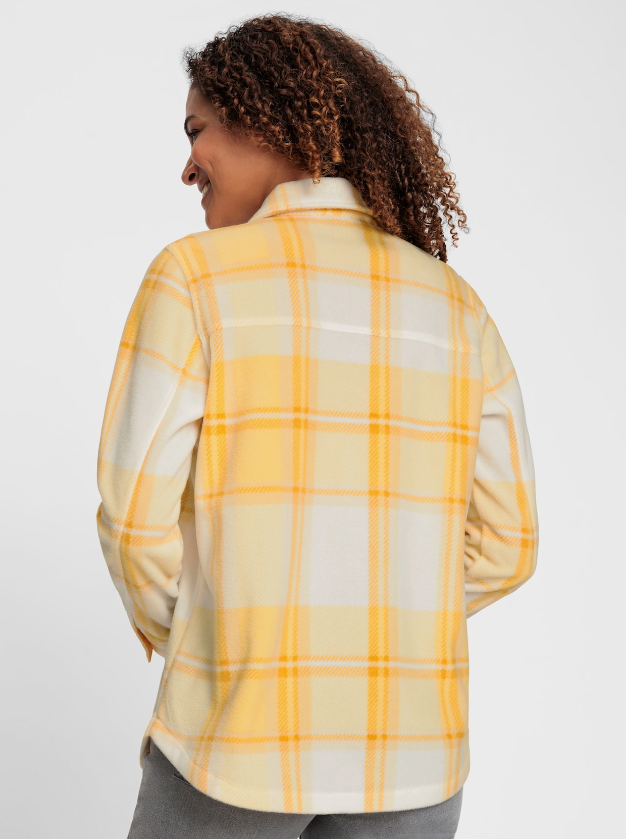 Fleecejacke - champagner-gelb-kariert