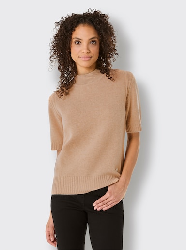 CREATION L PREMIUM Kurzarmpullover - camel-meliert