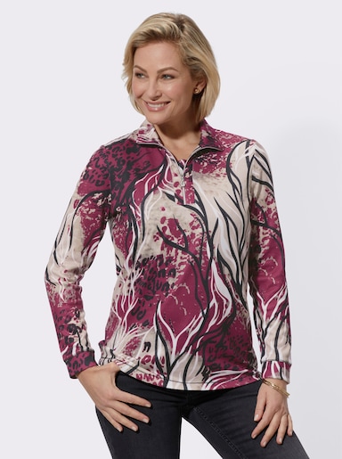 Langarmshirt in Winter-Qualität - malve-beige-bedruckt