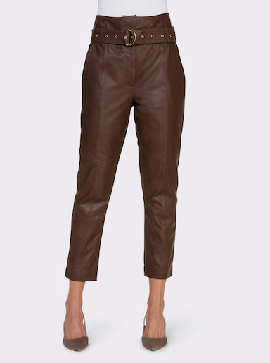 heine Pantalon en cuir - chocolat