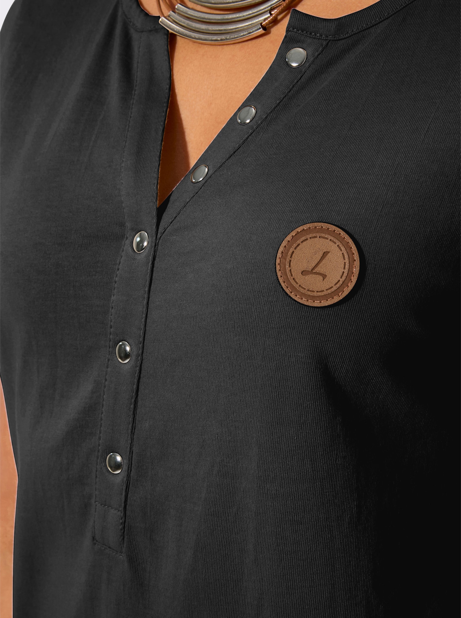 Kurzarmshirt aus reiner Baumwolle - schwarz