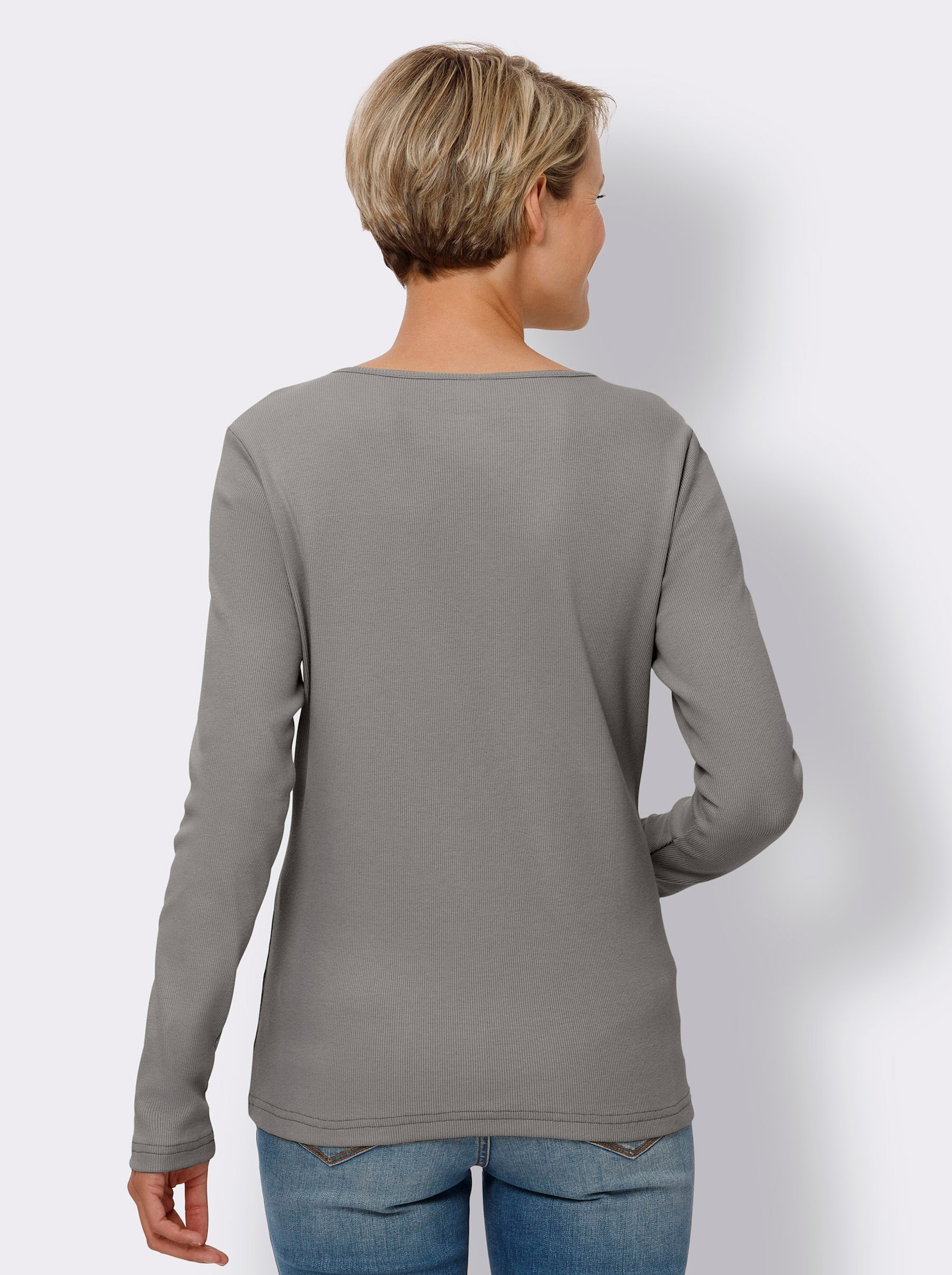 Tričko s dlouhým rukávem a ozdobnou knoflíkovou lištou - šedá