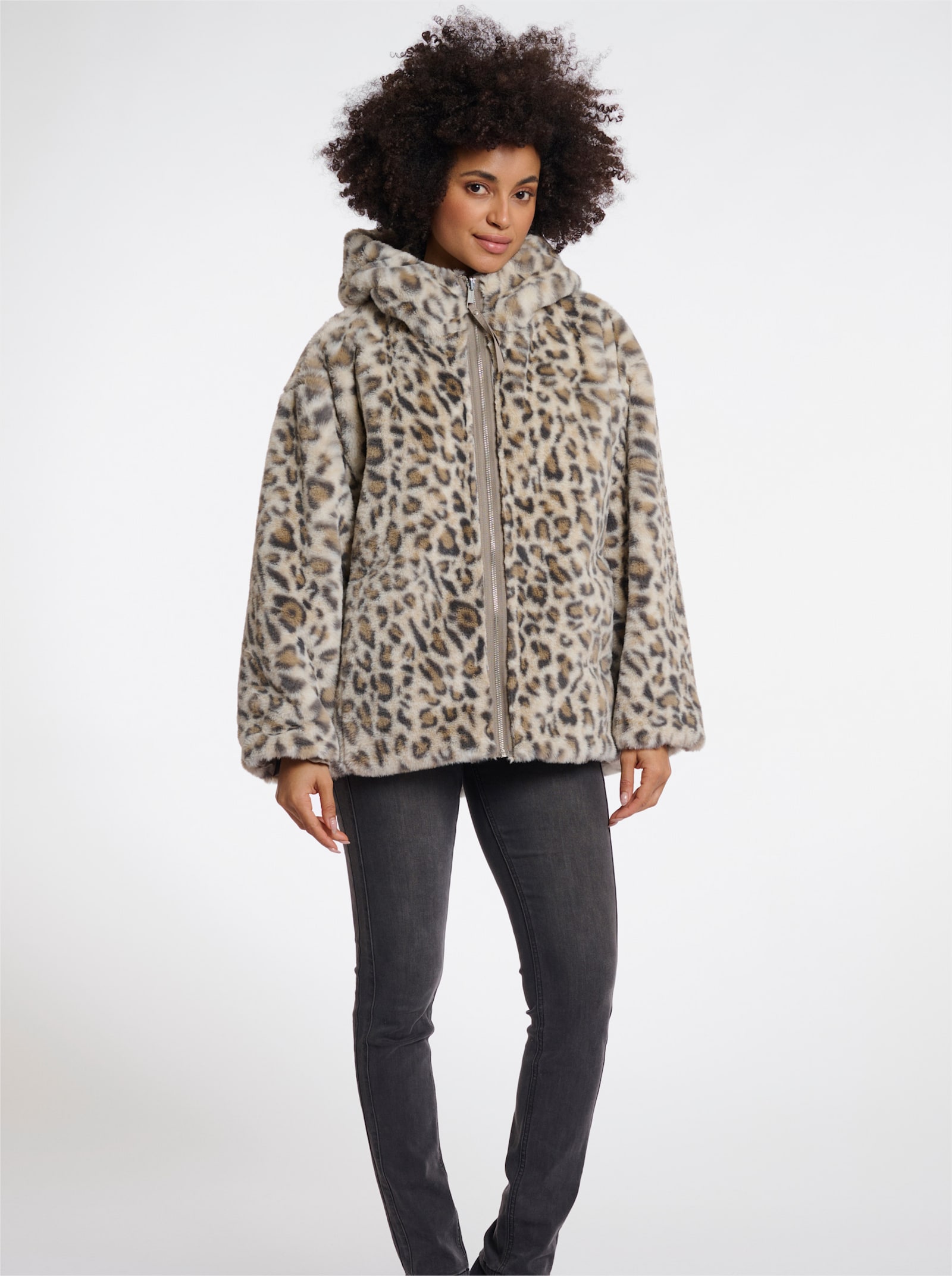 Rino & Pelle Wendejacke mit Fell-Imitat - beige