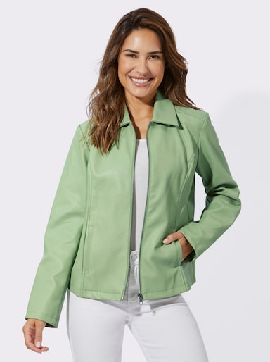 Lederimitatjacke mit Reißverschluss - eucalyptus