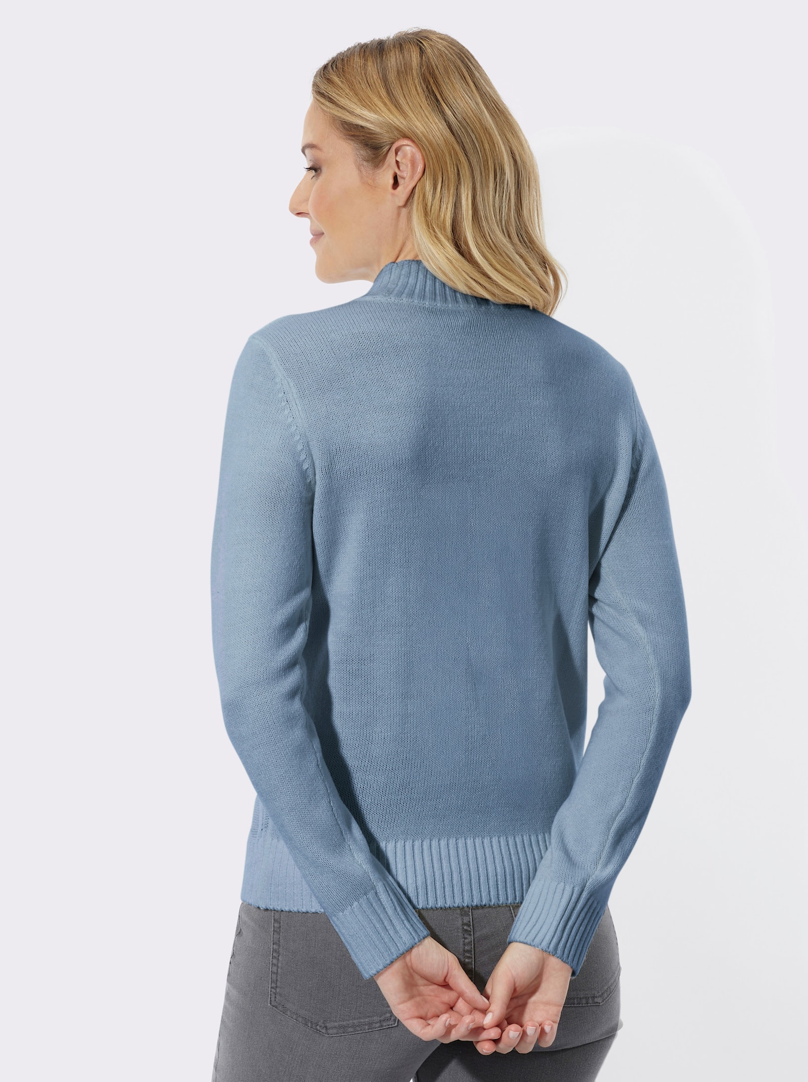 Stehkragenpullover mit Strukturmuster - bleu
