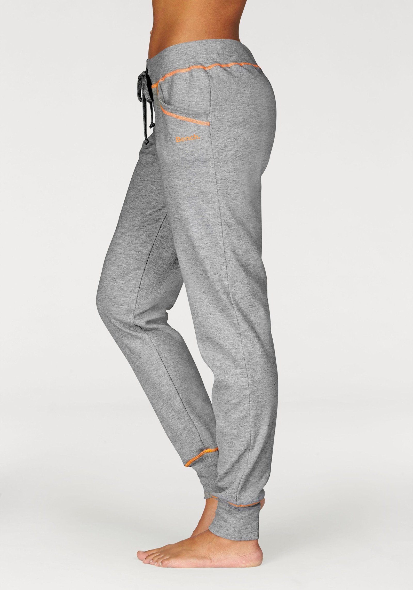 Bench. Loungewear Relaxbroek - lichtgrijs/oranje