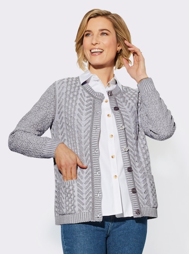 Strickjacke mit Taschen - grau-meliert