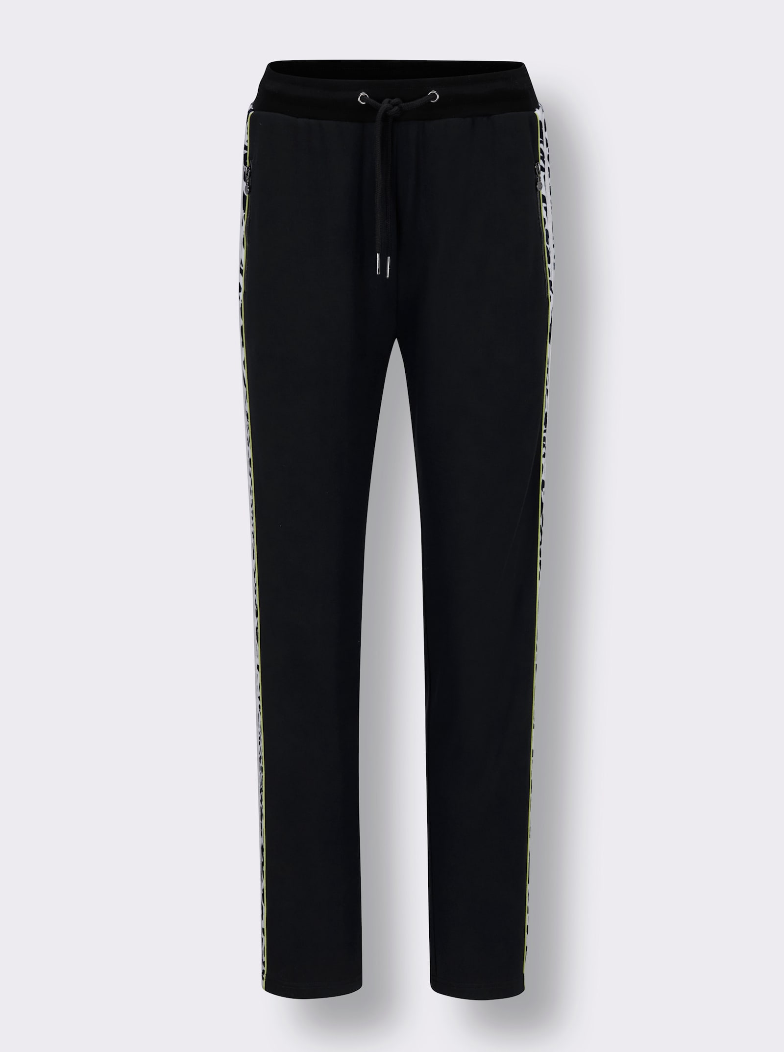 CREATION L PREMIUM Dehnbund-Hose mit Galonstreifen - schwarz-weiß