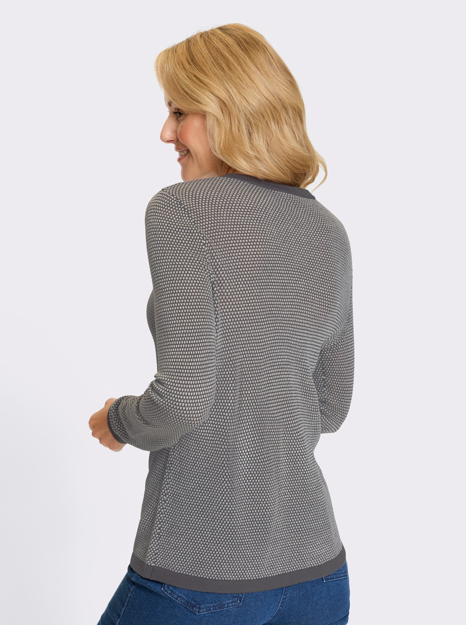 Pulóver s okrúhlym výstrihom - olivová + svetlo béžový vzor