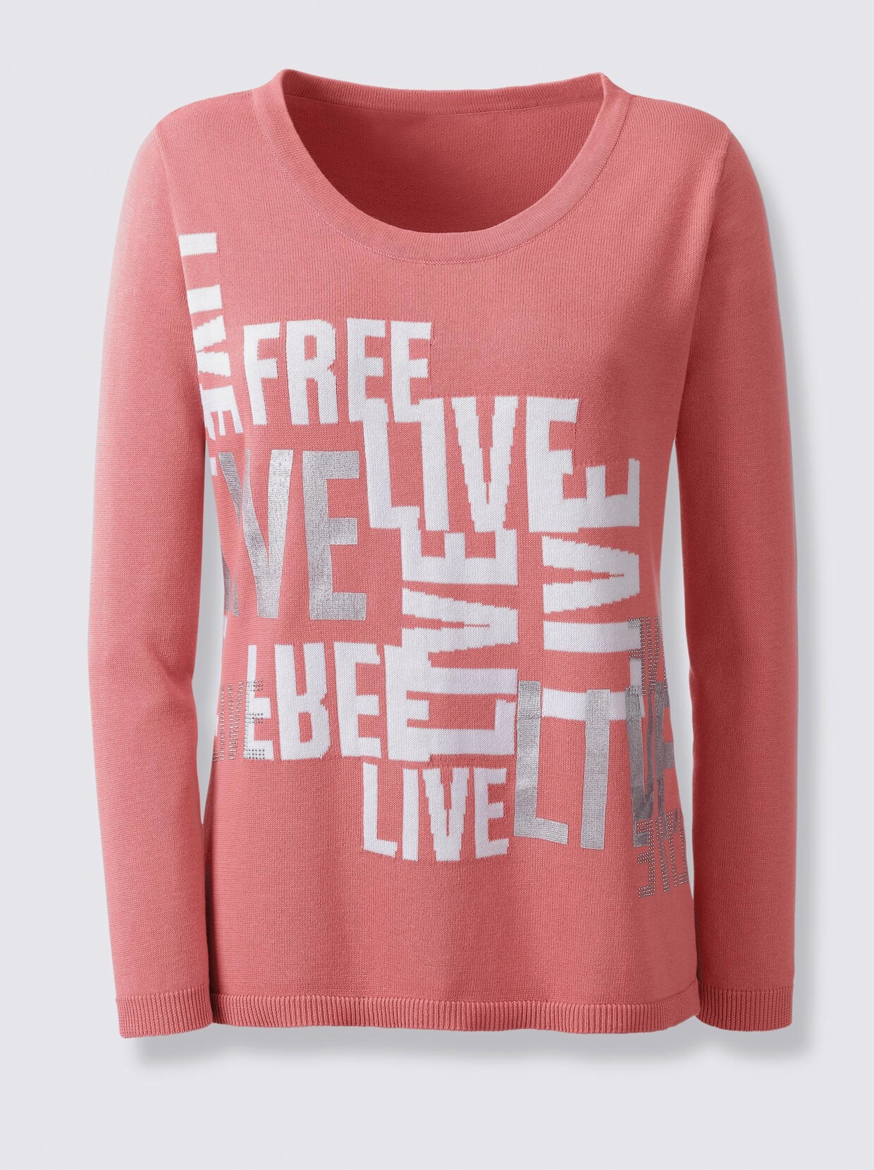 Rick Cardona Pullover - flamingo-weiß-gemustert