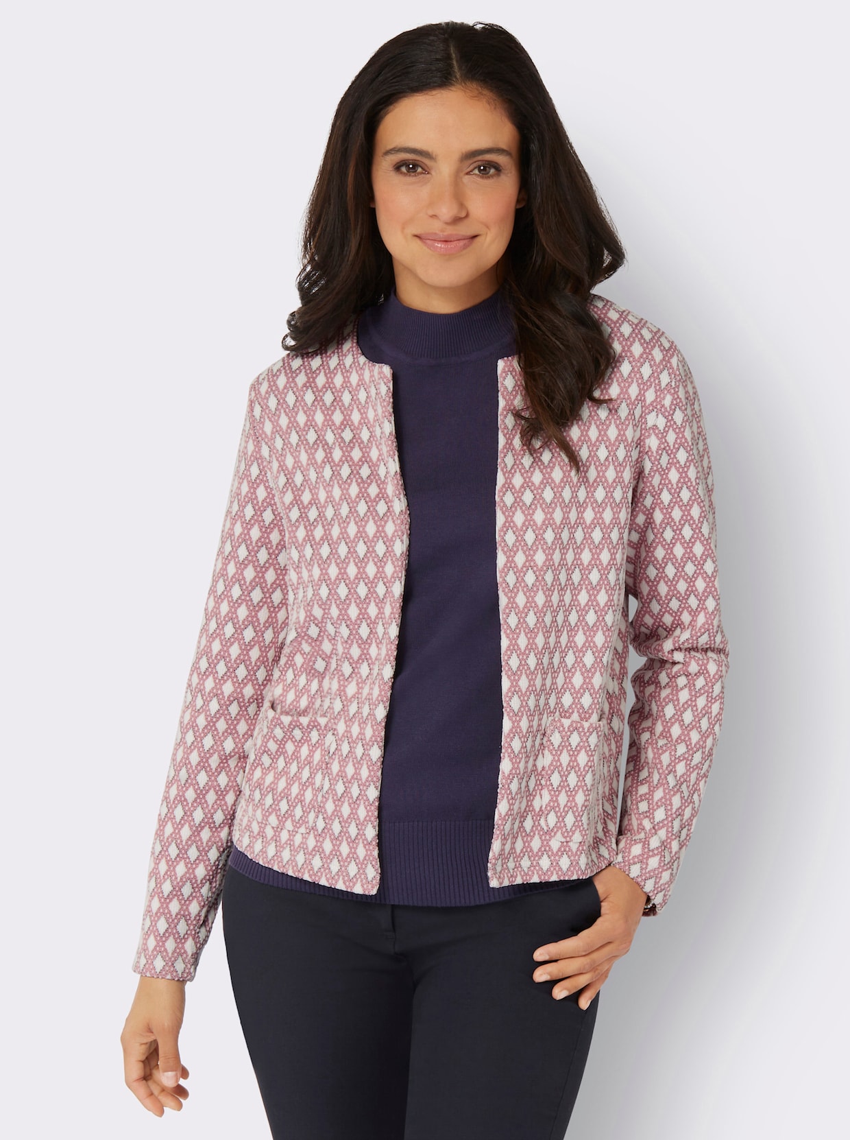 Shirtjacke - hortensie-ecru-gemustert