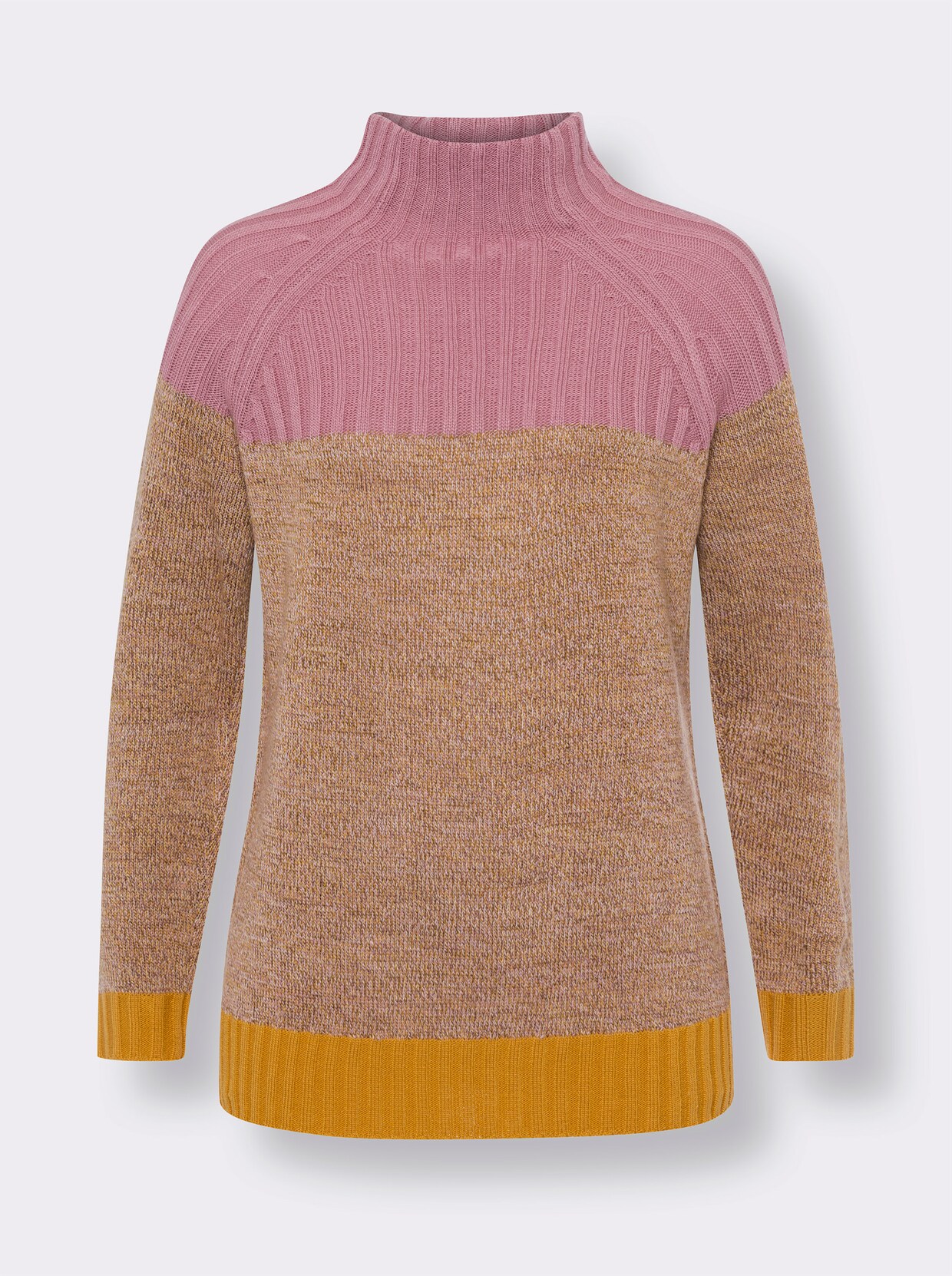 Pullover met lange mouwen - oudroze/oker gedessineerd