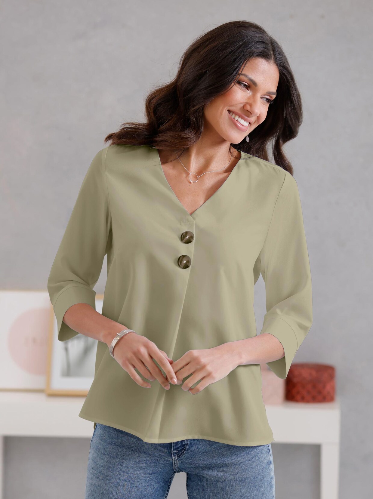 Schlupfbluse - khaki