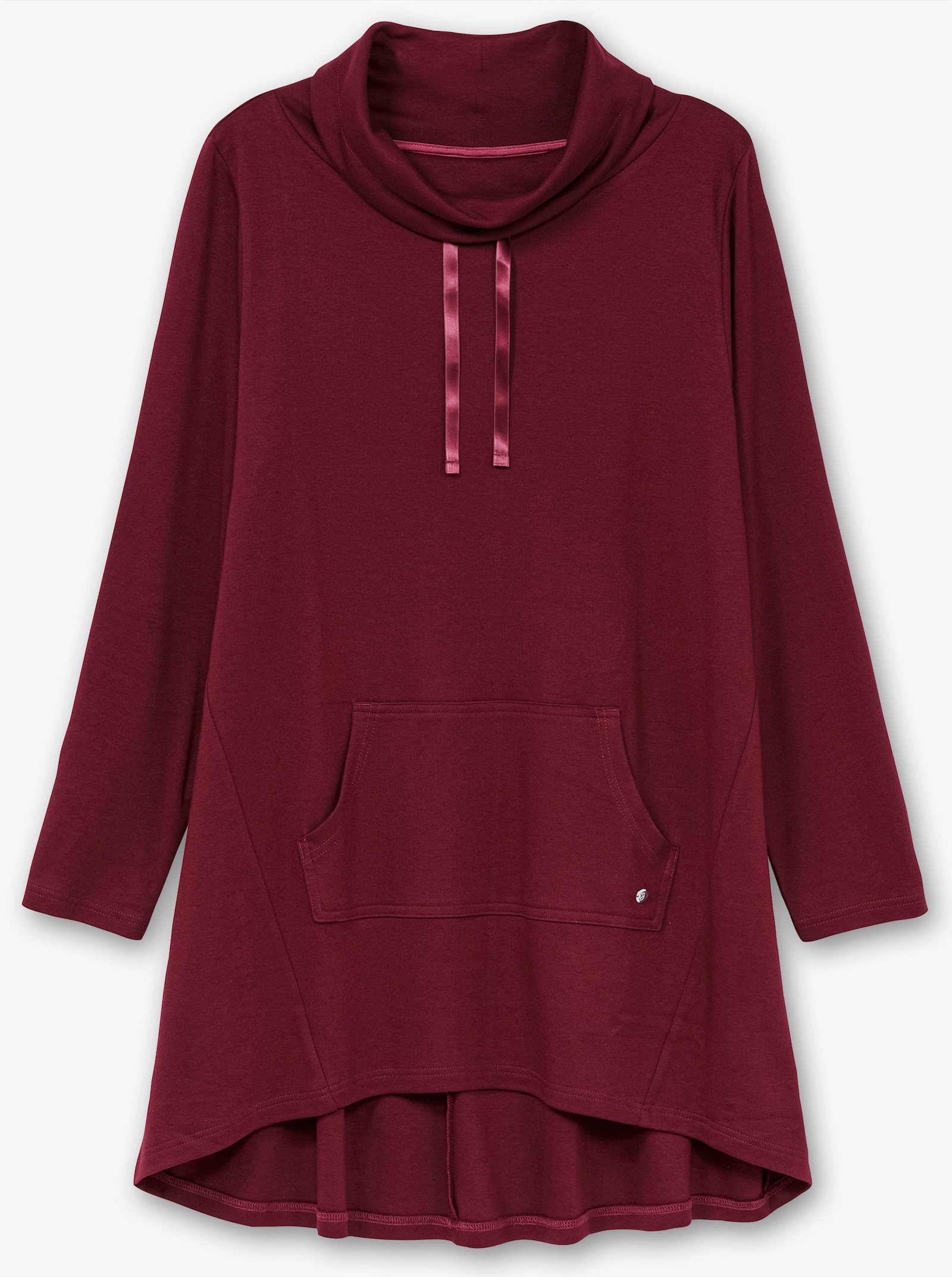 sheego Kapuzensweatshirt mit Satinbändern - weinrot