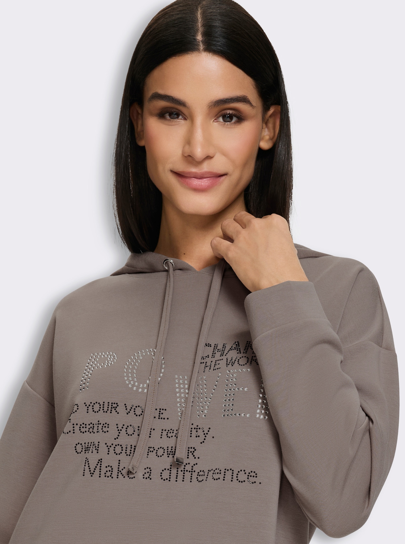 heine Kapuzensweatshirt mit Lettering - taupe