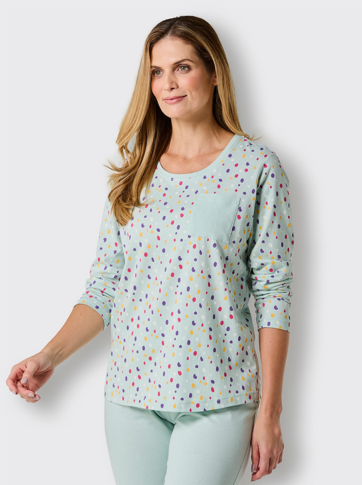 wäschepur Pyjama-Shirt - kalkmint bedrukt