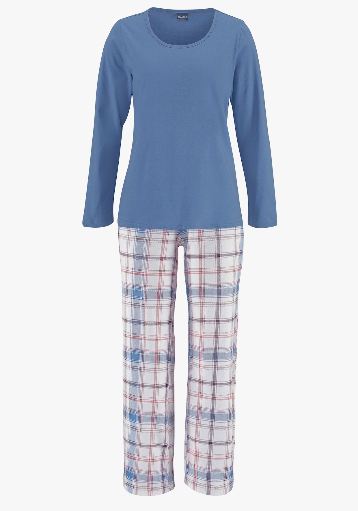 Arizona Pyjama - blauw geruit, bessenrood geruit