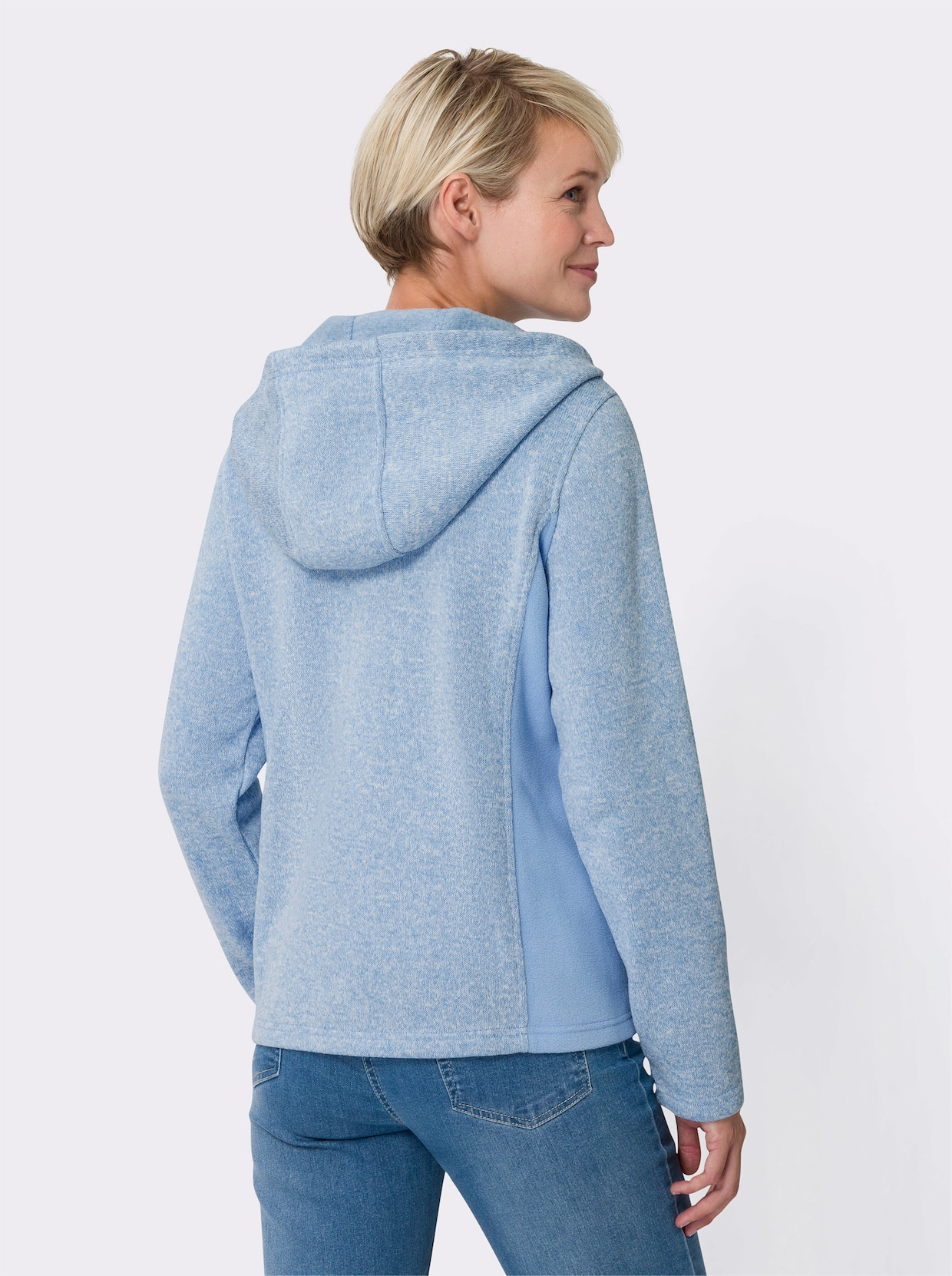 Strickfleece-Jacke - eisblau-meliert