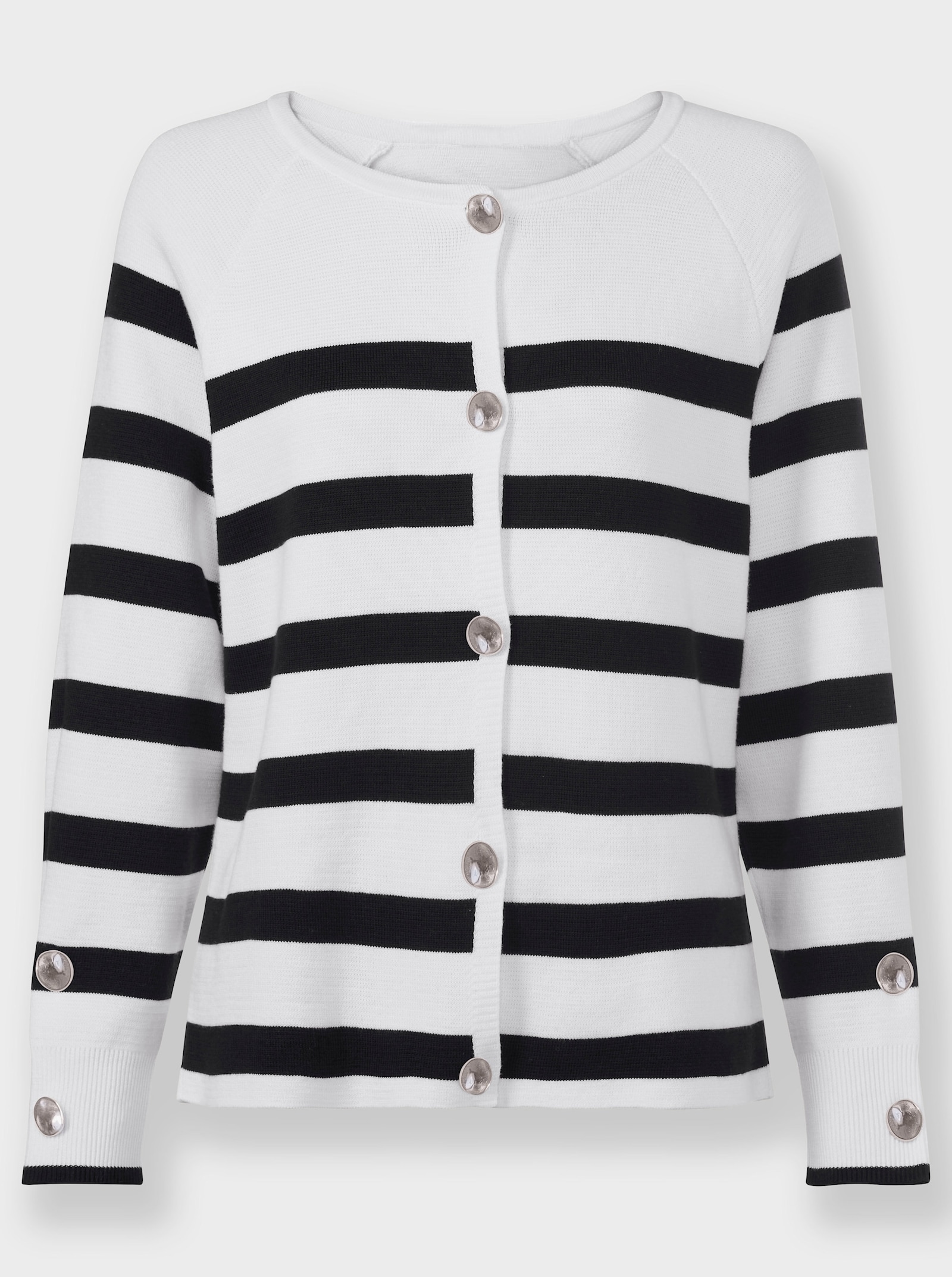 heine Strickjacke mit Blockstreifen - ecru-schwarz-gestreift