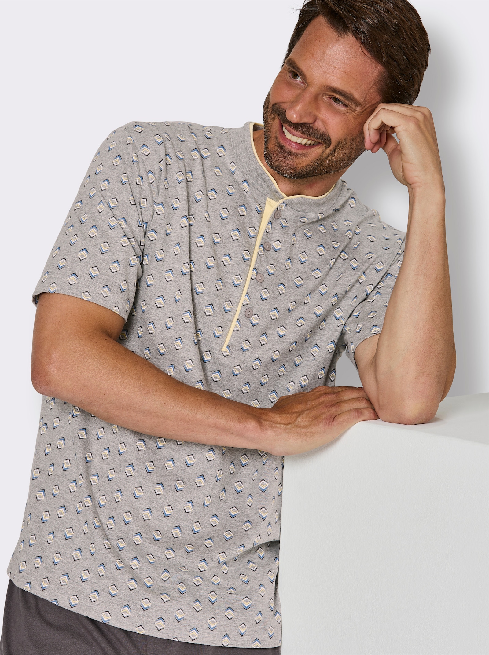 wäschepur men Shorty - grau-meliert-anthrazit-bedruckt