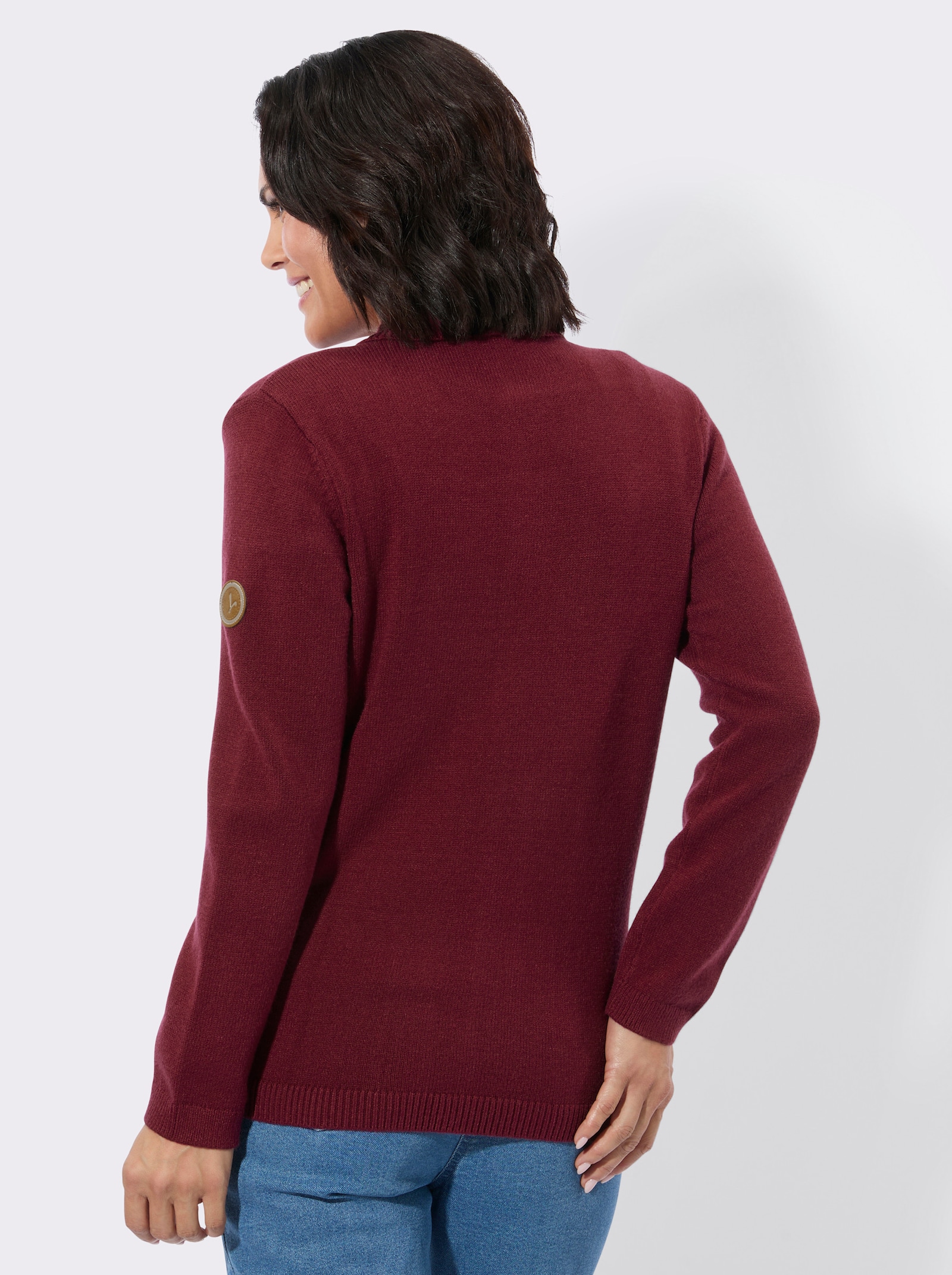 Strickjacke mit Polokragen - bordeaux