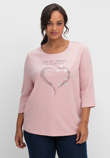 3/4-Arm-Shirt mit Herz-Motiv - hortensie-schwarz